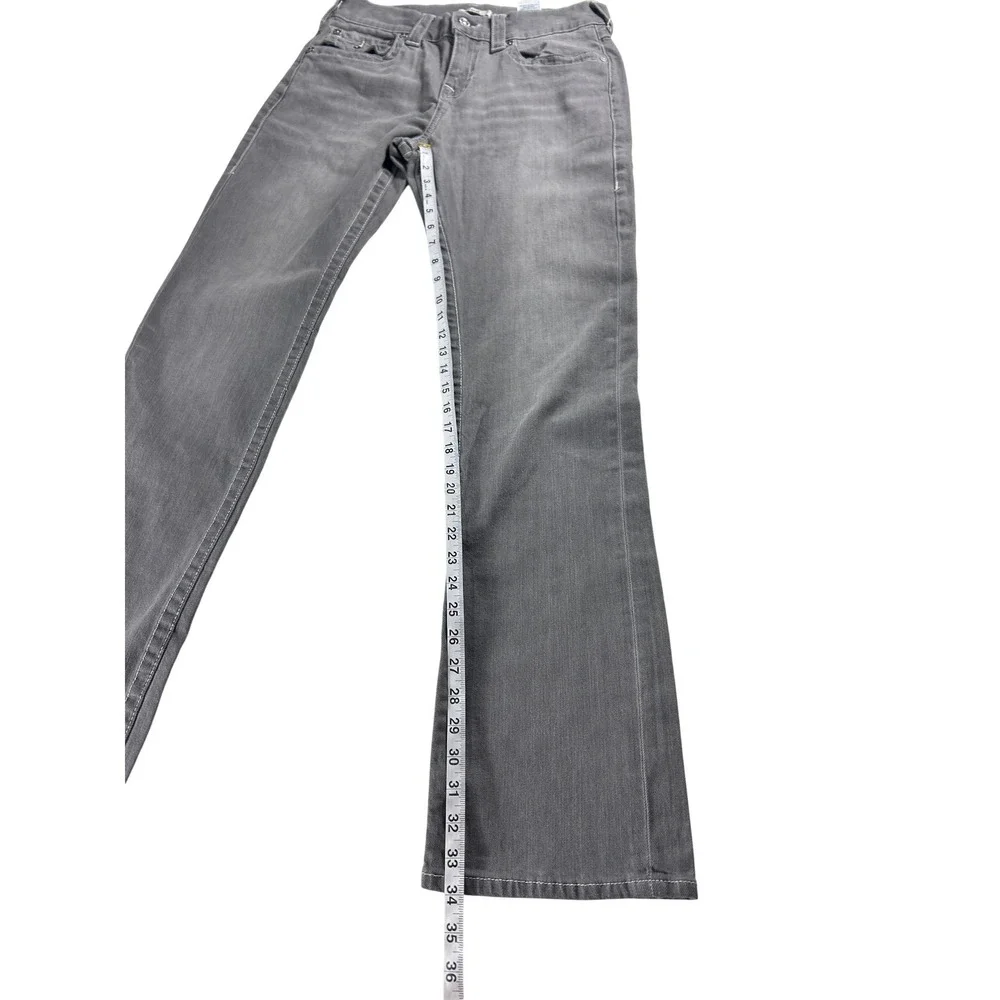 True Religion Ricky Relaxed Straight Jeans Chalk Grey Wash Flap Pocket 30x34 NEW